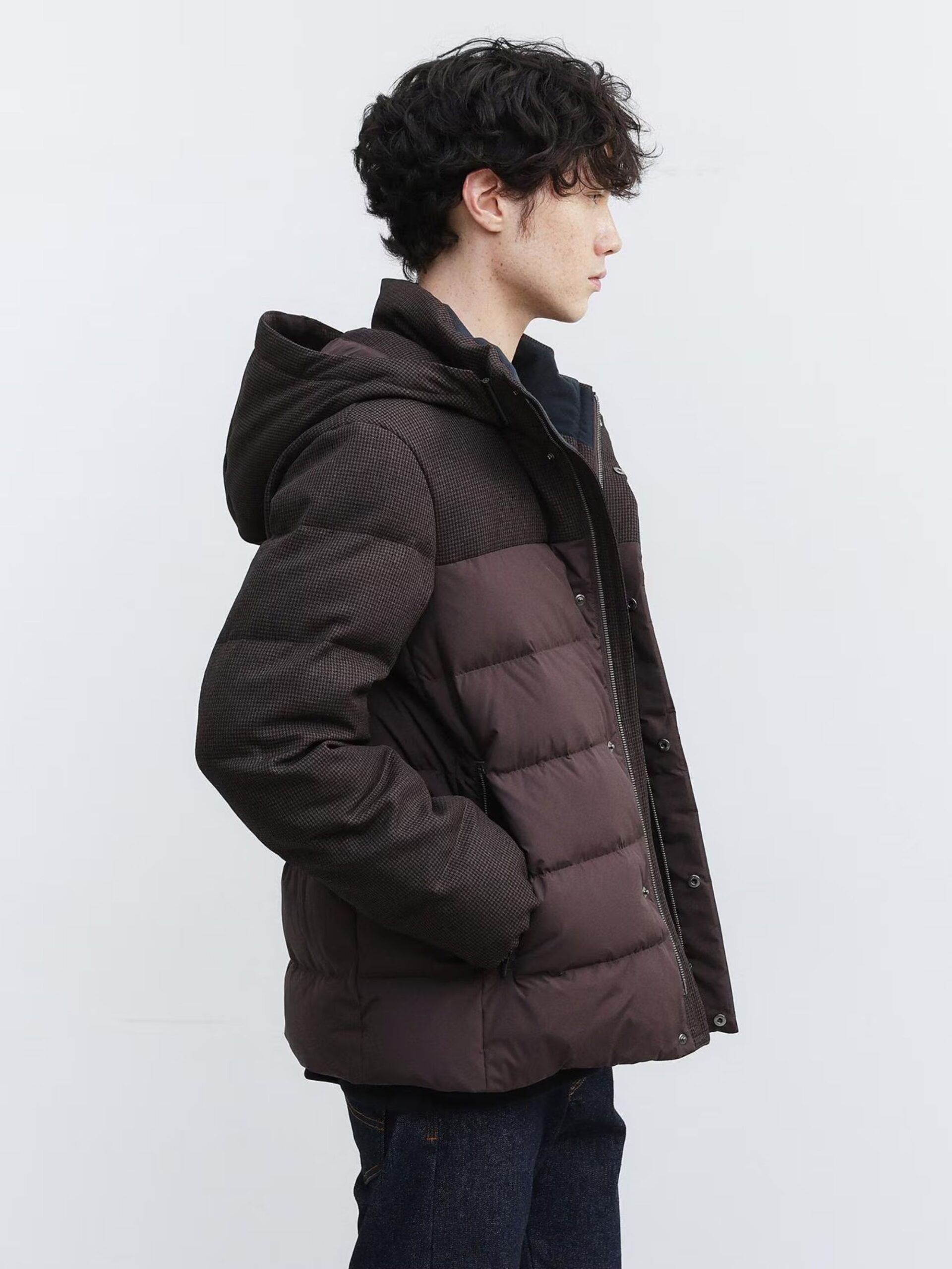 BROWN COLOR COMBI DOWN JACKET (4)