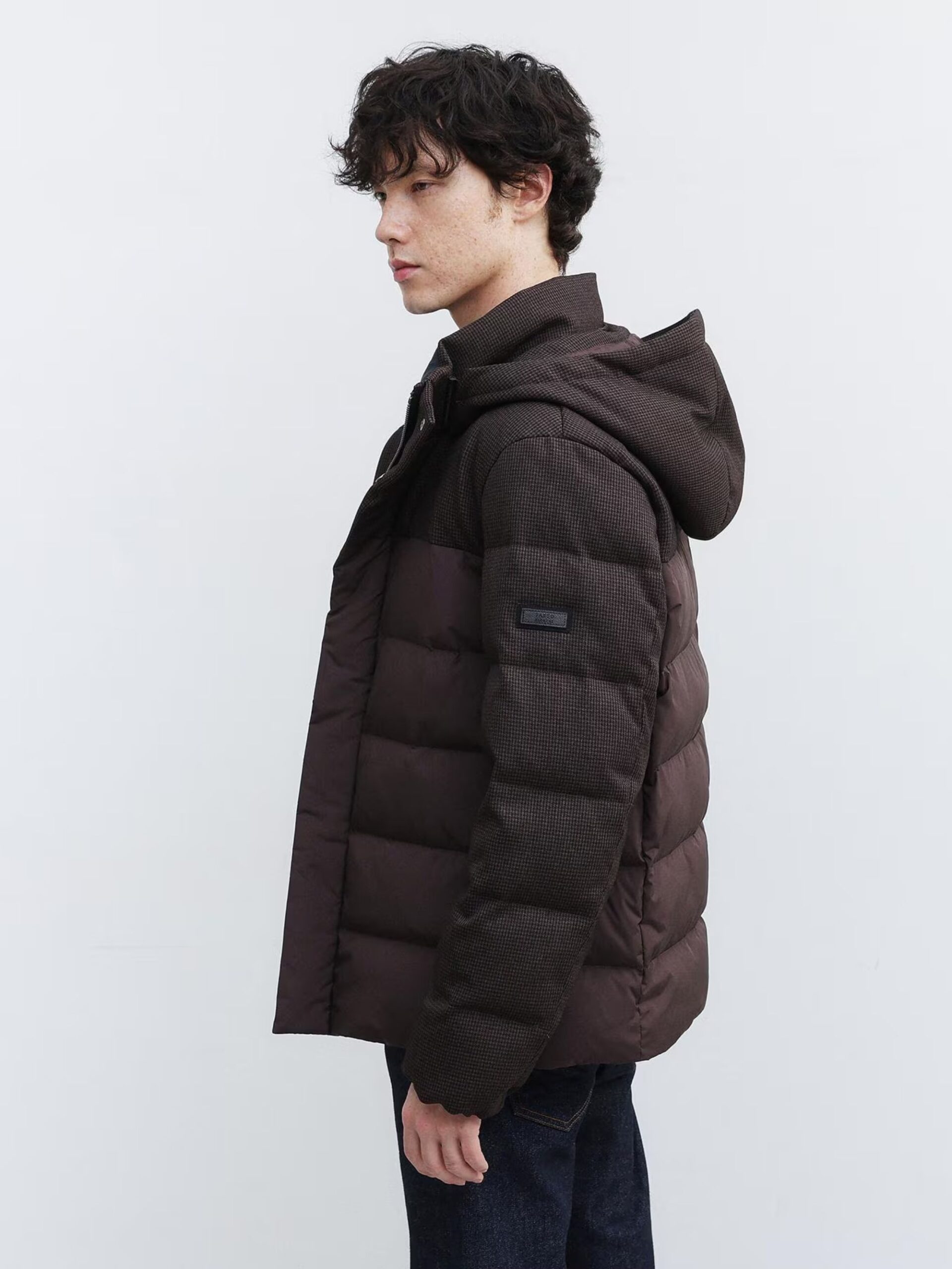 BROWN COLOR COMBI DOWN JACKET (6)