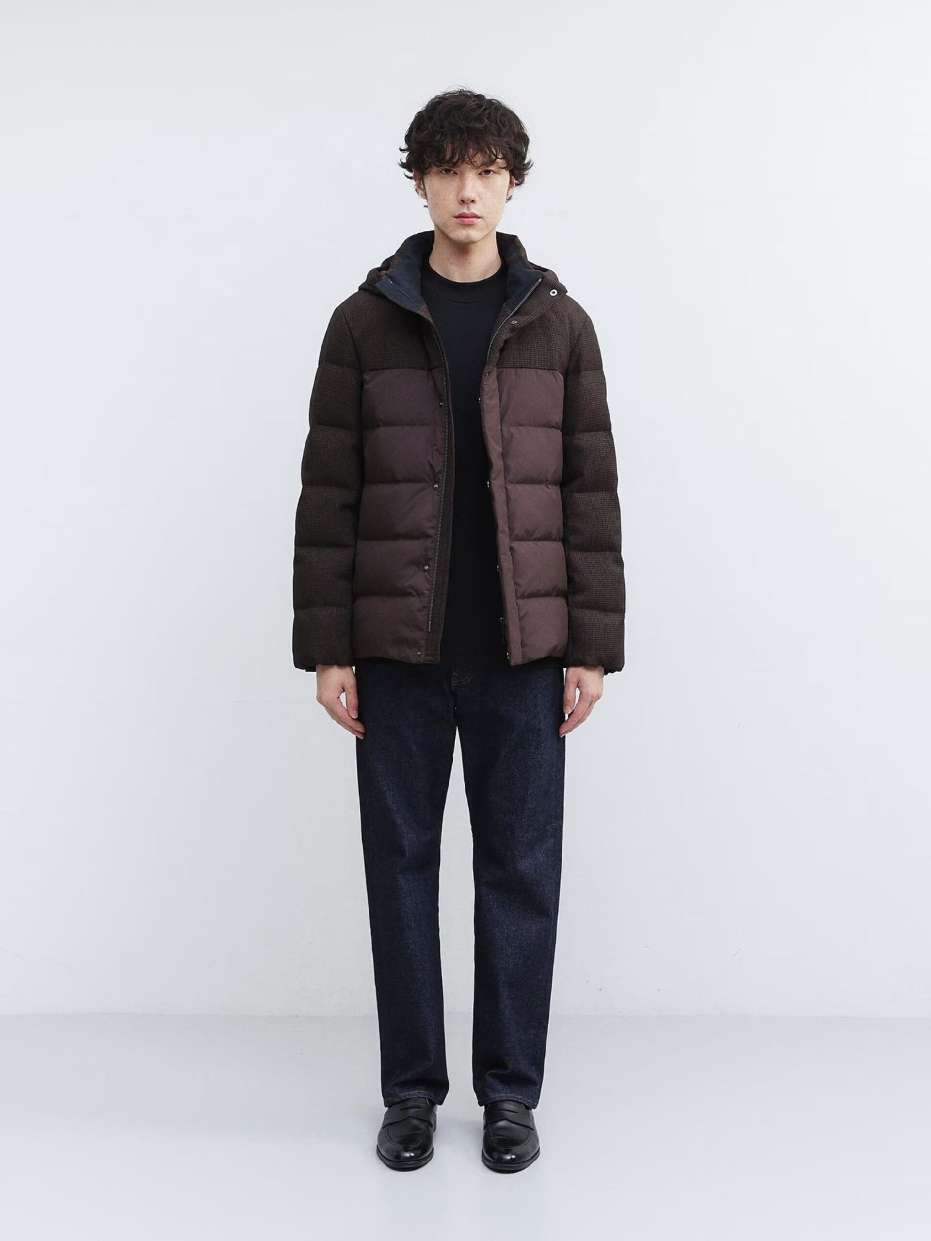 BROWN COLOR COMBI DOWN JACKET (7)