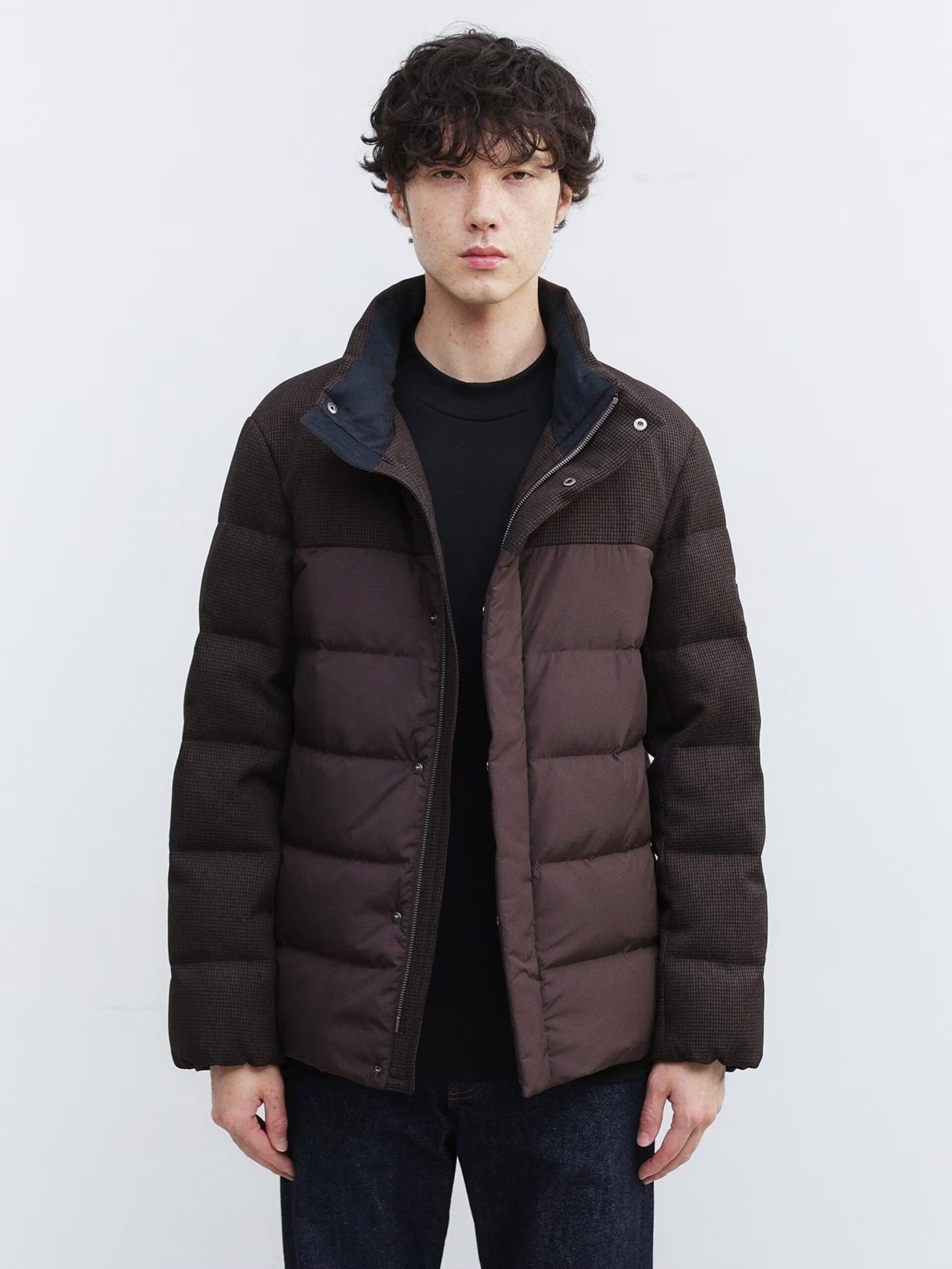 BROWN COLOR COMBI DOWN JACKET (9)