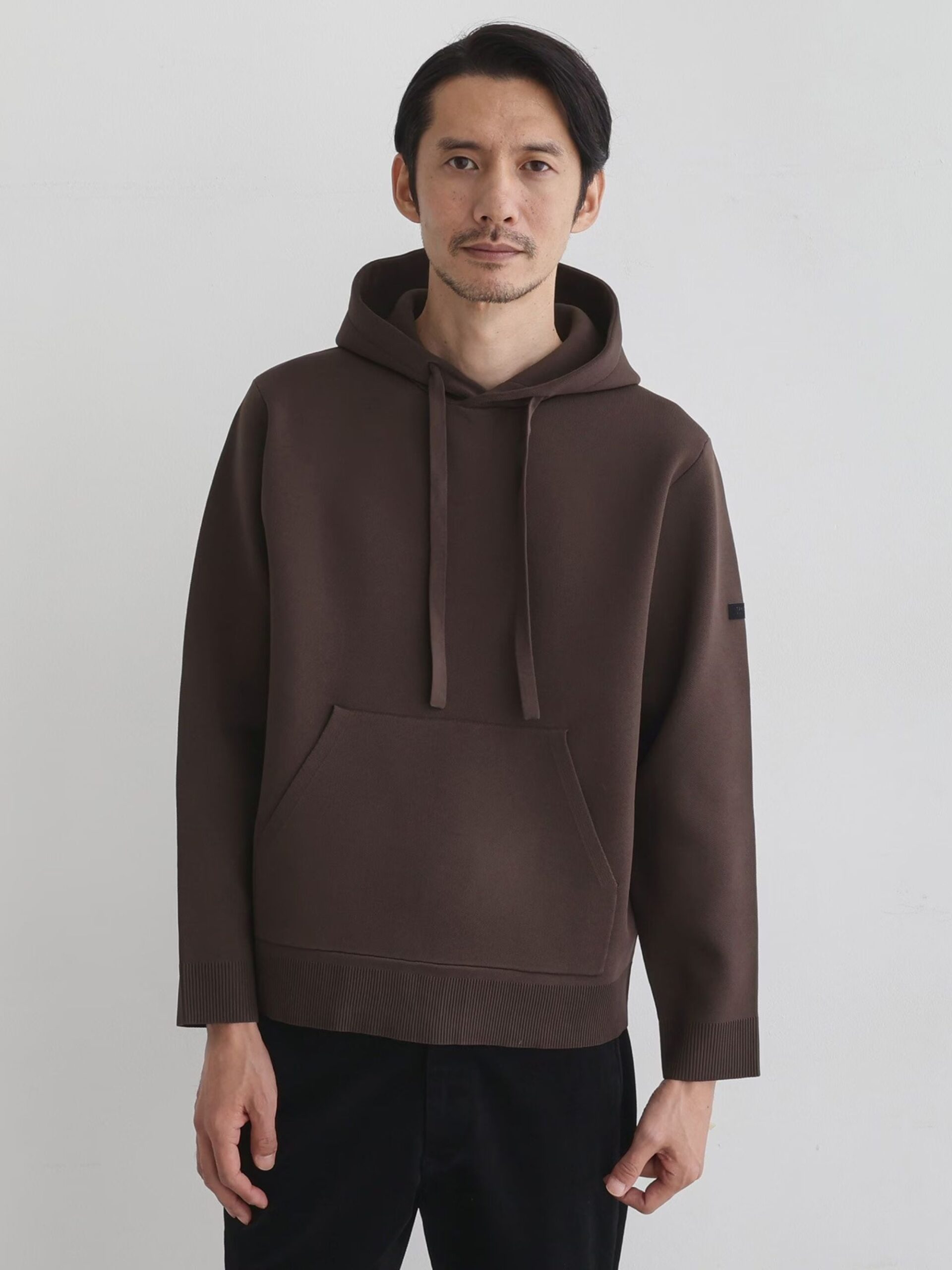 BROWN SPONGY PULLOVER KNIT HOODIE (2)