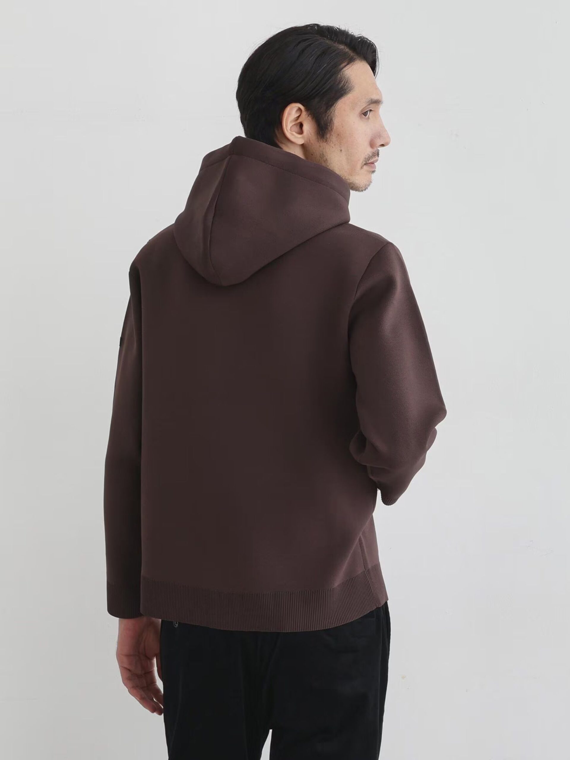 BROWN SPONGY PULLOVER KNIT HOODIE (4)