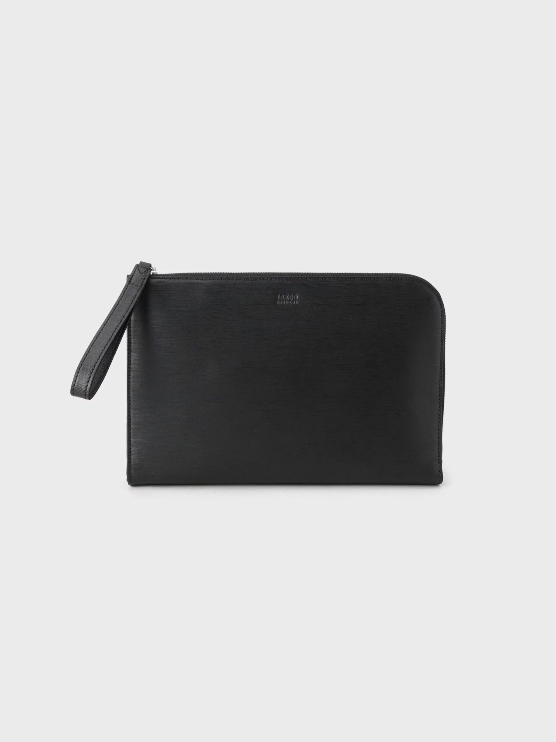 EMBOSSED BLACK WIDE OPEN LEATHER CLUTCH BAG (1)