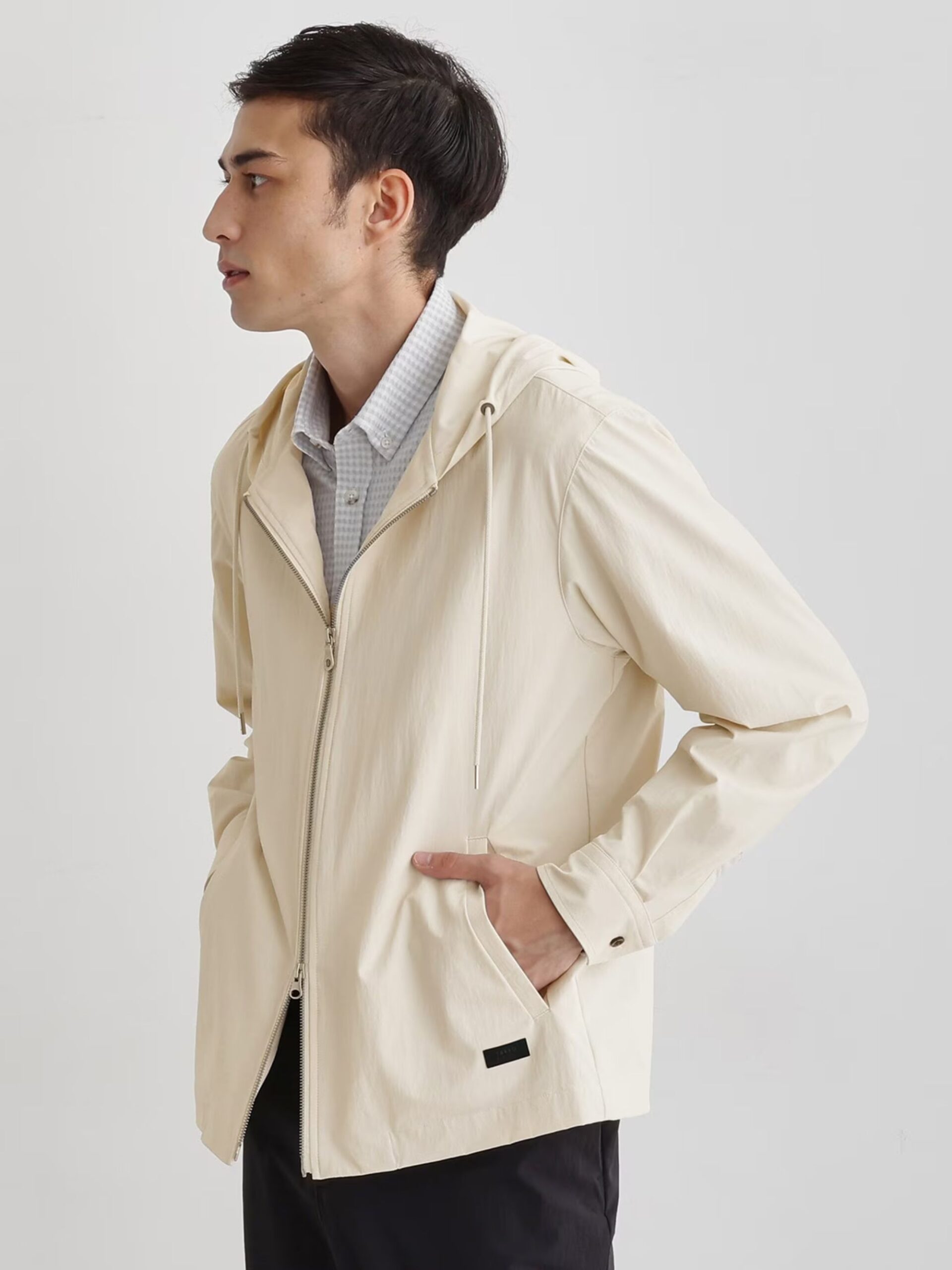 IVORY NYLON ZIP UP HOODIE JACKET (3)