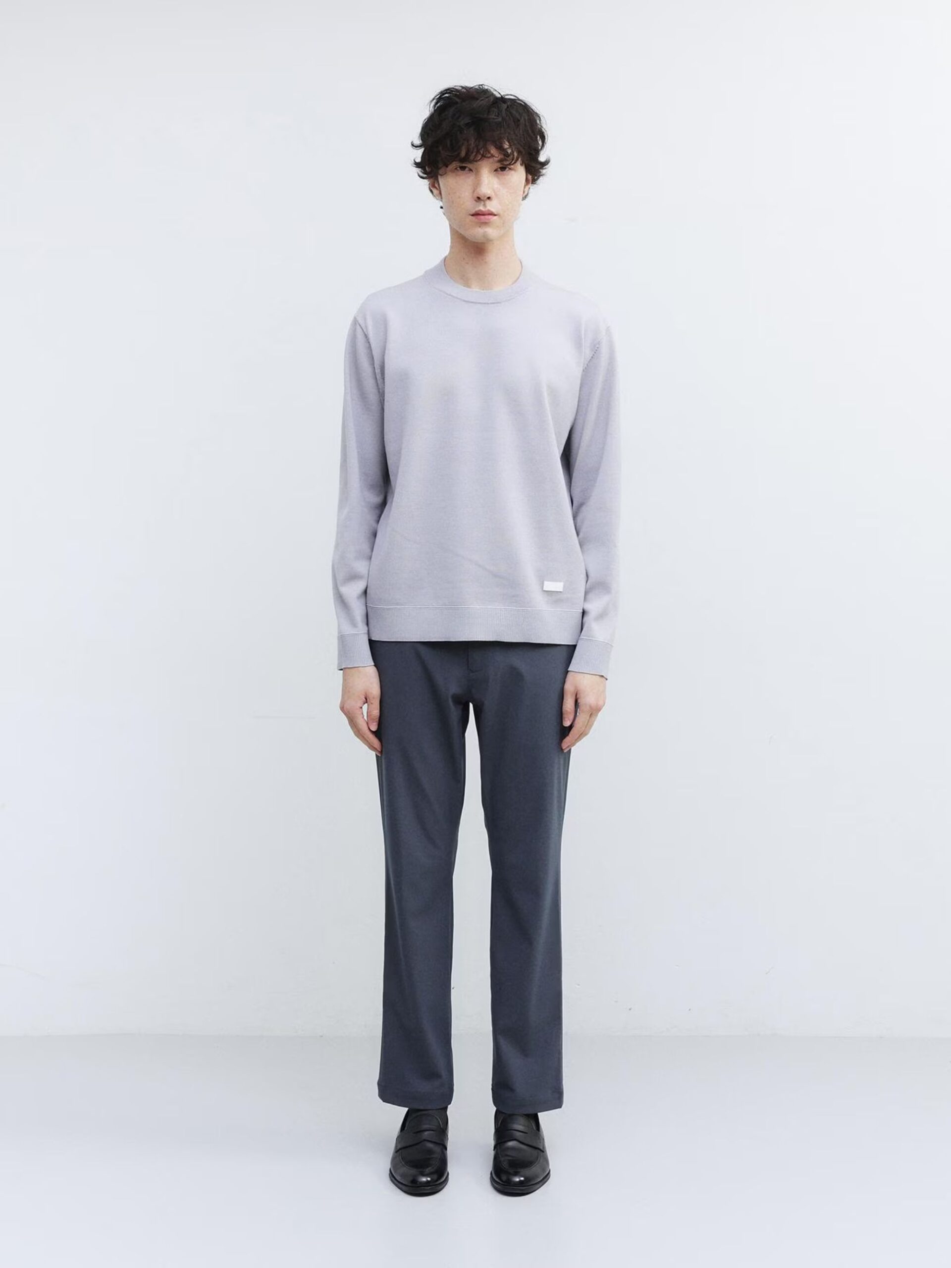 LIGHT GREY WOOL BLEND ANTI-PILLING KNIT SWEATER (6)