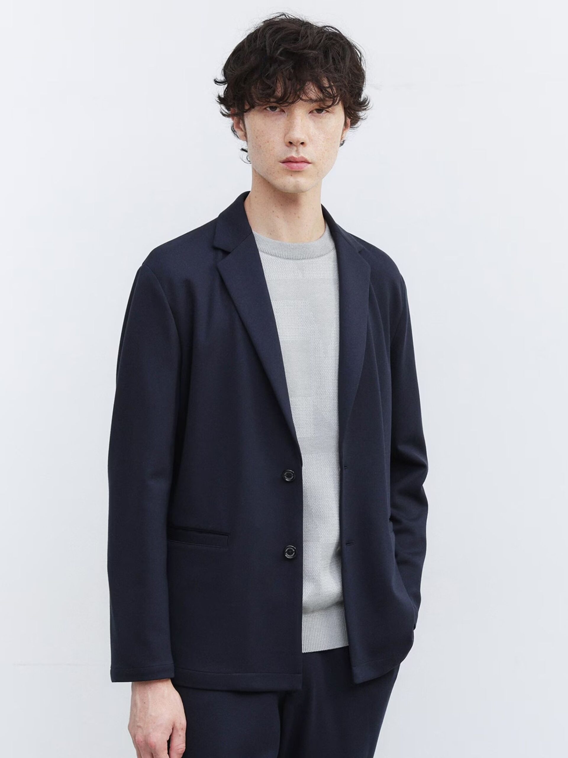 NAVY DOWN FABRIC TAILORED JACKET (11)