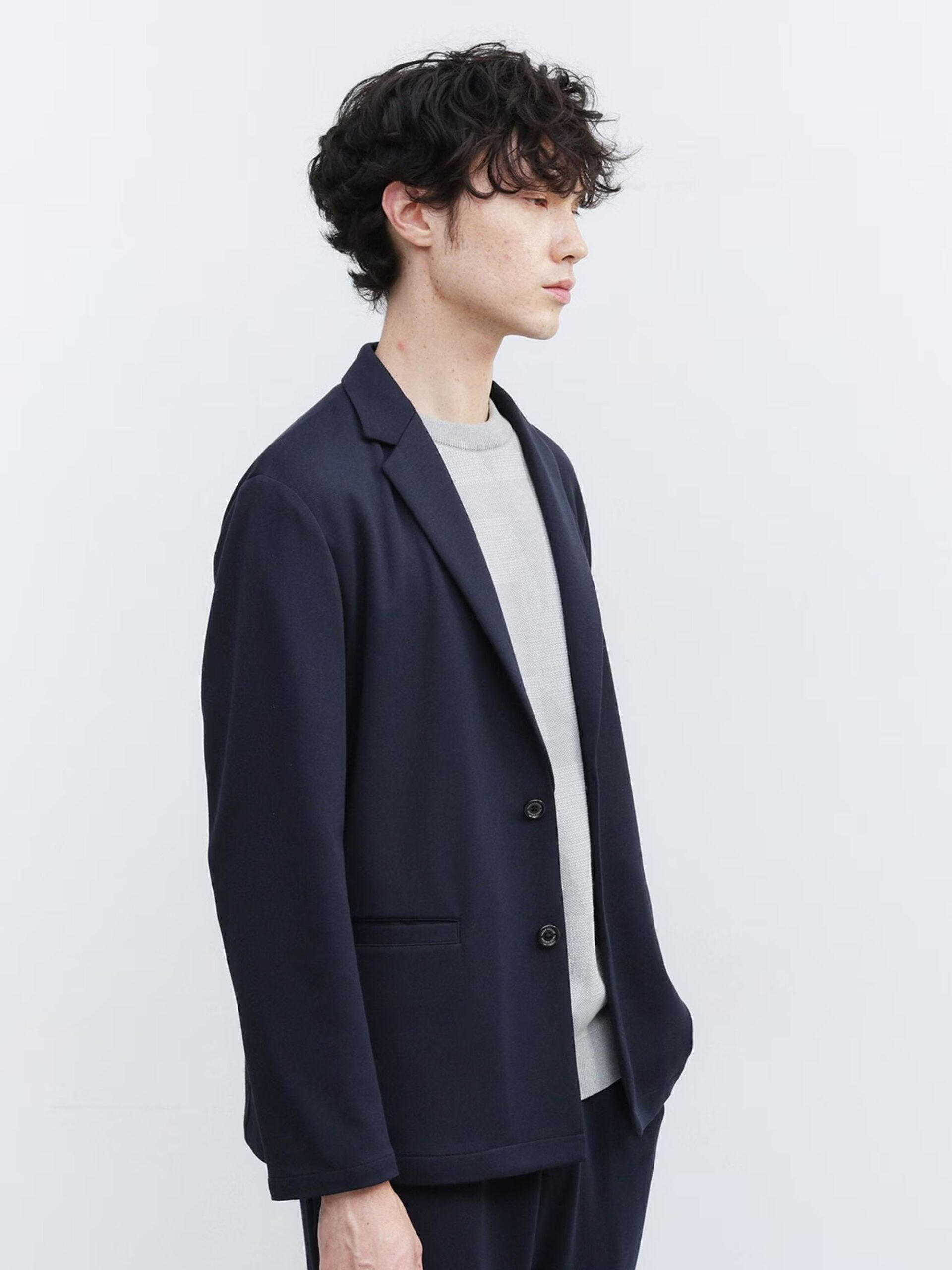 NAVY DOWN FABRIC TAILORED JACKET (12)