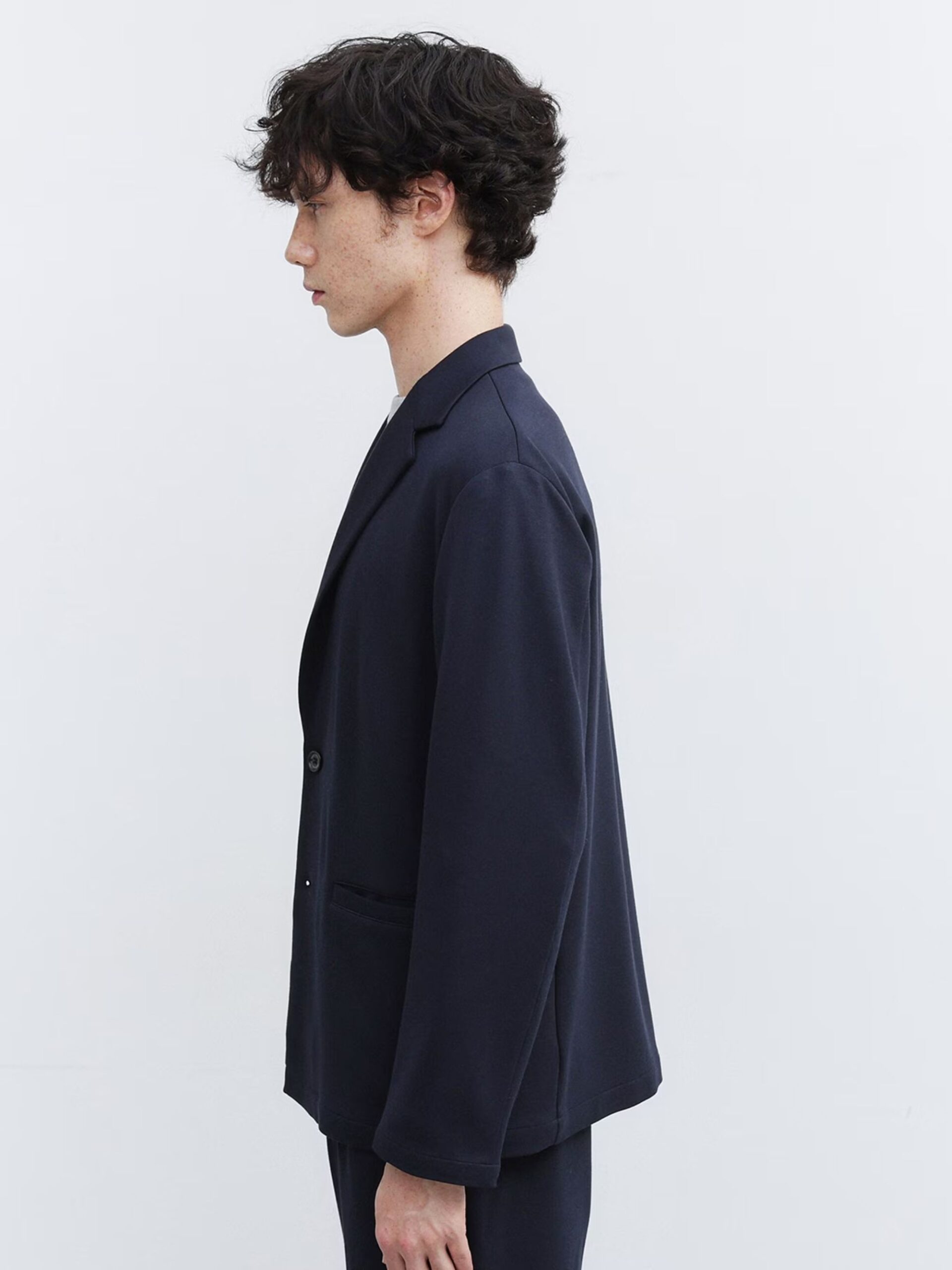 NAVY DOWN FABRIC TAILORED JACKET (4)