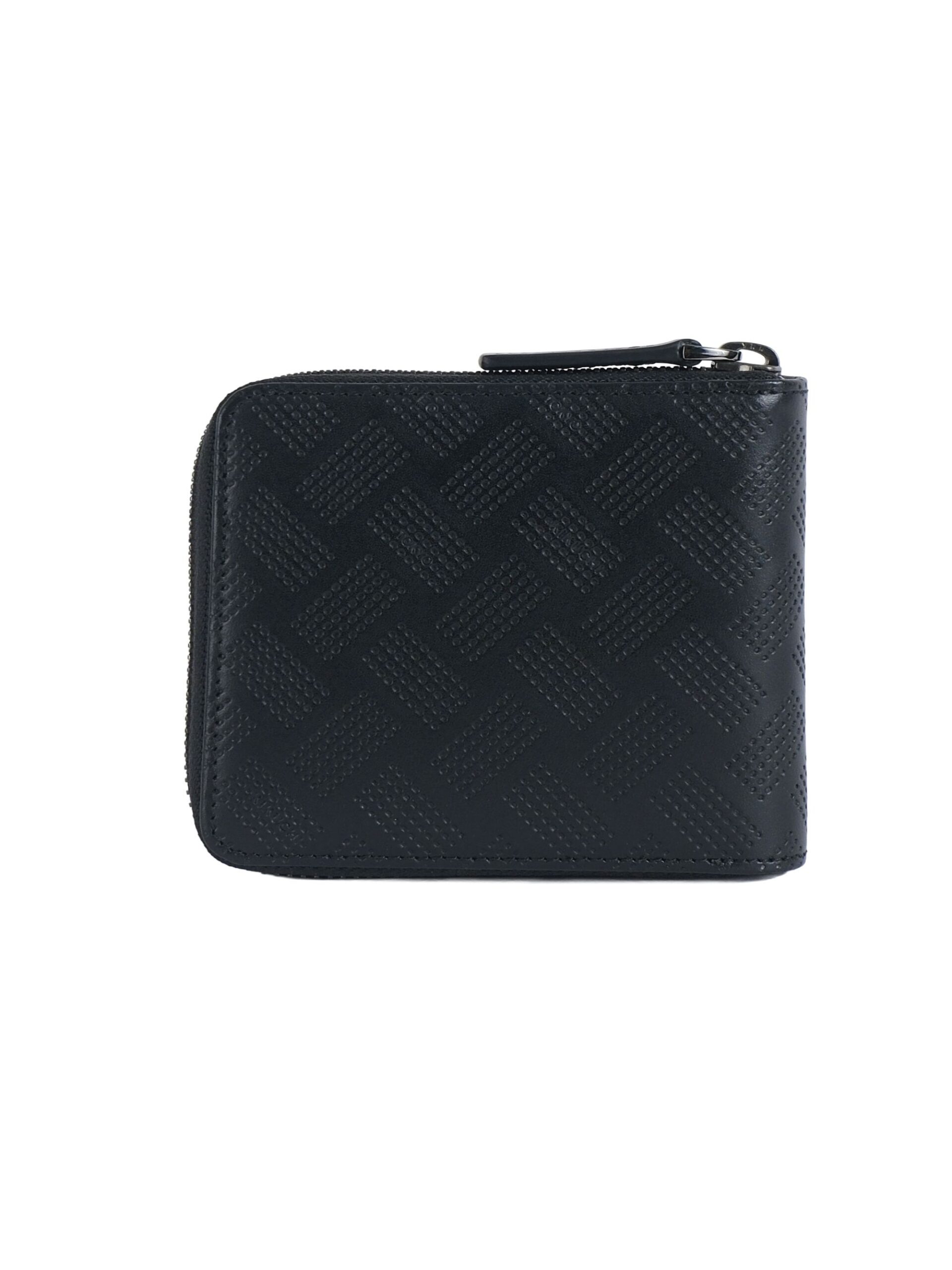 BLACK KAGOME ZIPPER SHORT BIFOLD WALLET (2)