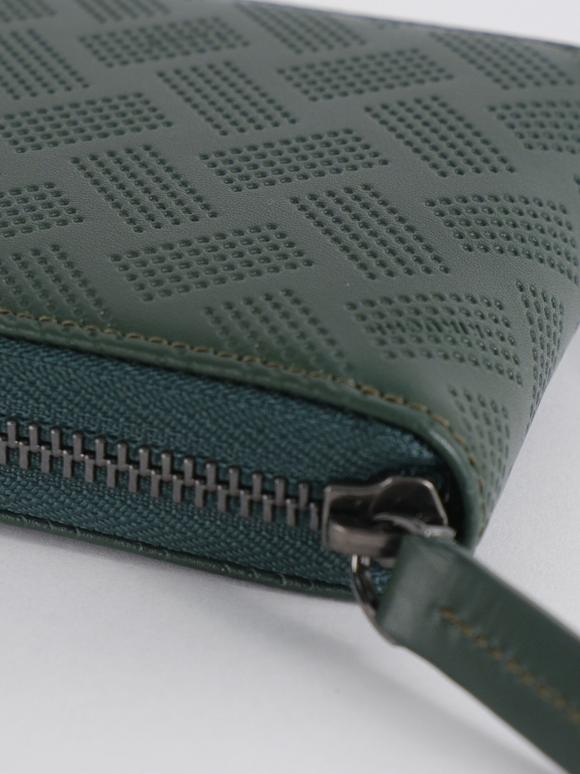 GREEN KAGOME ZIPPER SHORT BIFOLD WALLET (4)