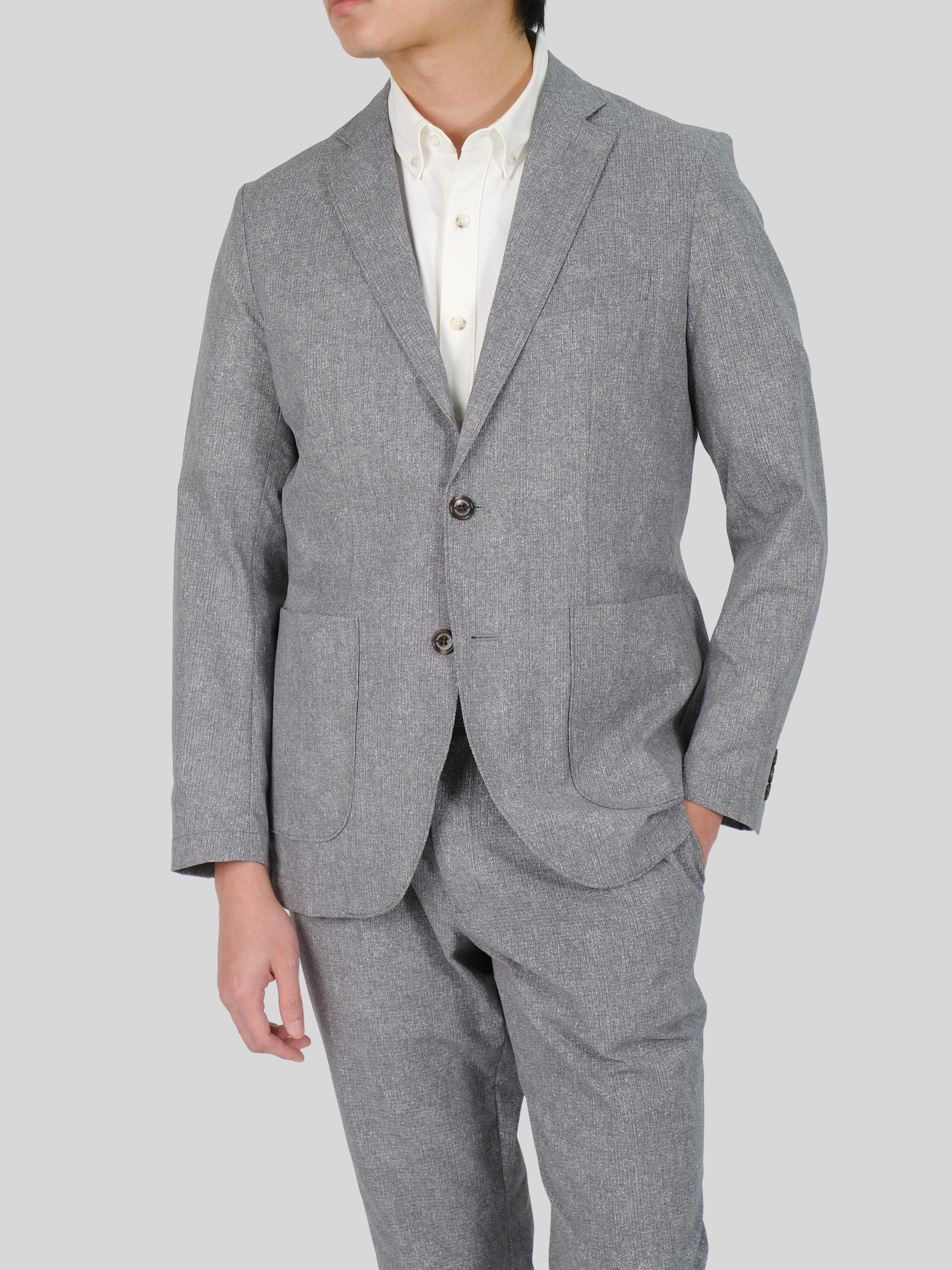 GREY PRINTED DOTAIR BUSINESS CASUAL SUIT JACKET (3)