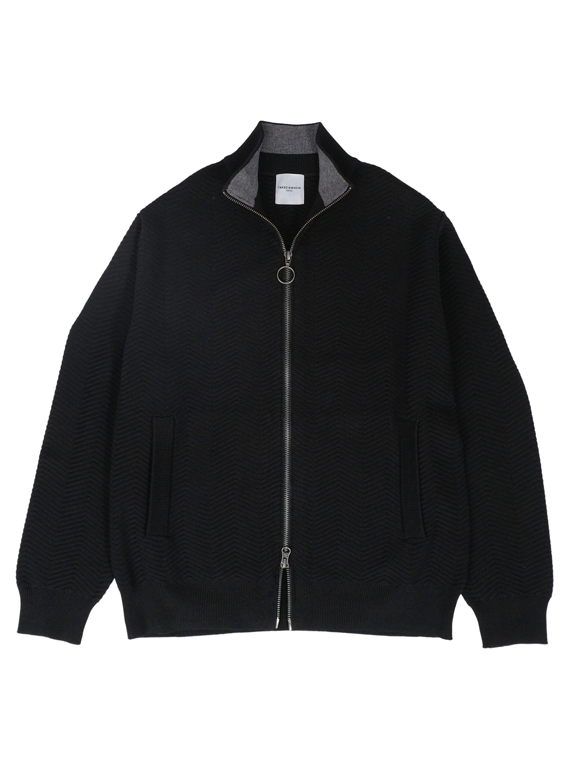 BLACK COOLMAX HERRINGBONE ZIPPER CARDIGAN (4)
