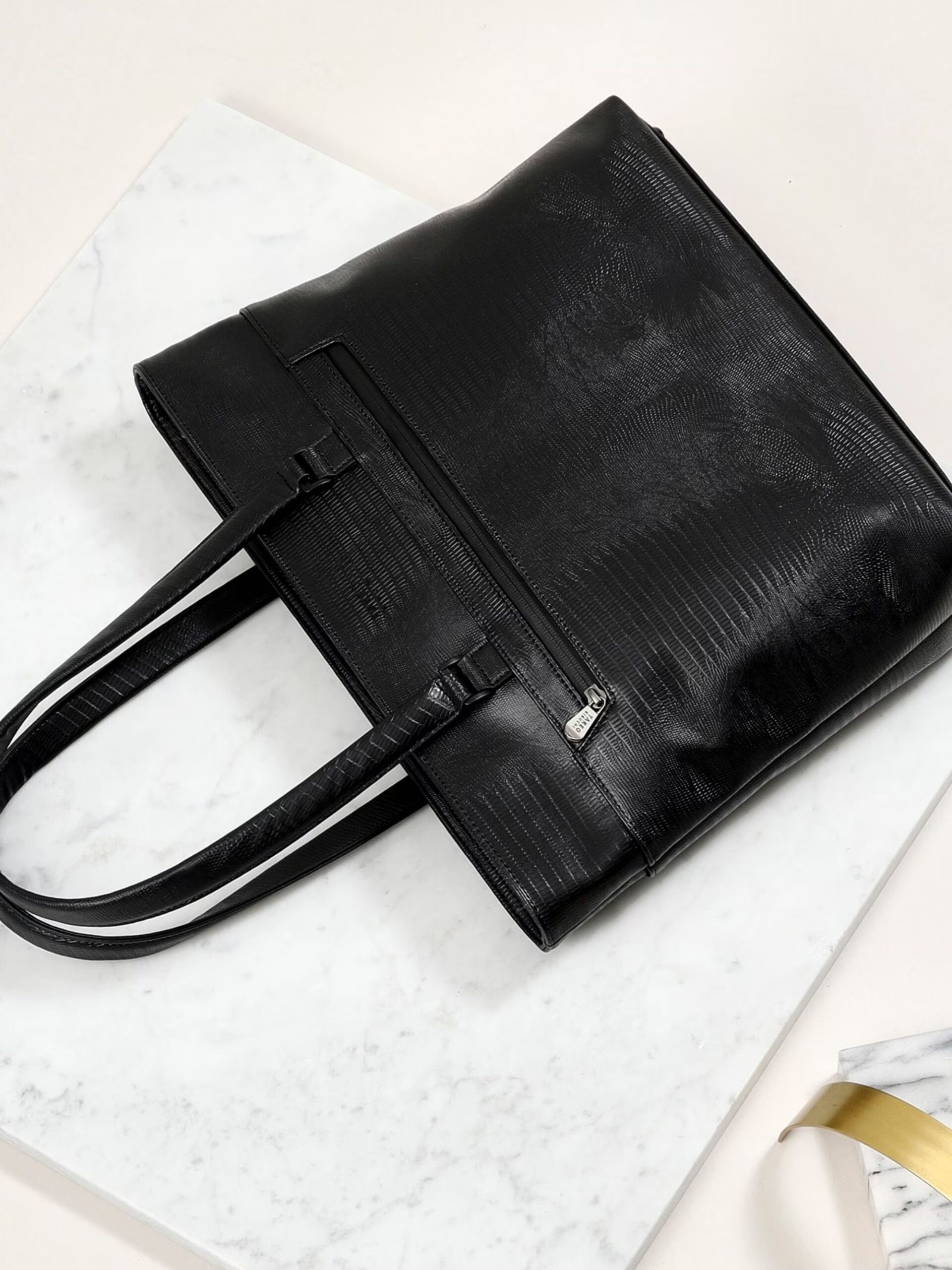 BLACK CROCODILE PATTERN WRP LIGHTWEIGHT TOTE BAG (8)