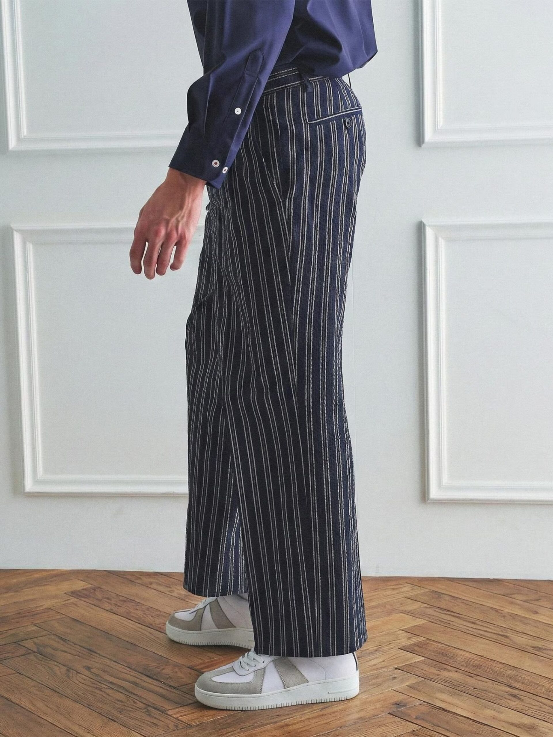 BOWLER HAT LABEL SUCKER STRIPE EASY WIDE PANTS (93175603) *ECS - Image 7
