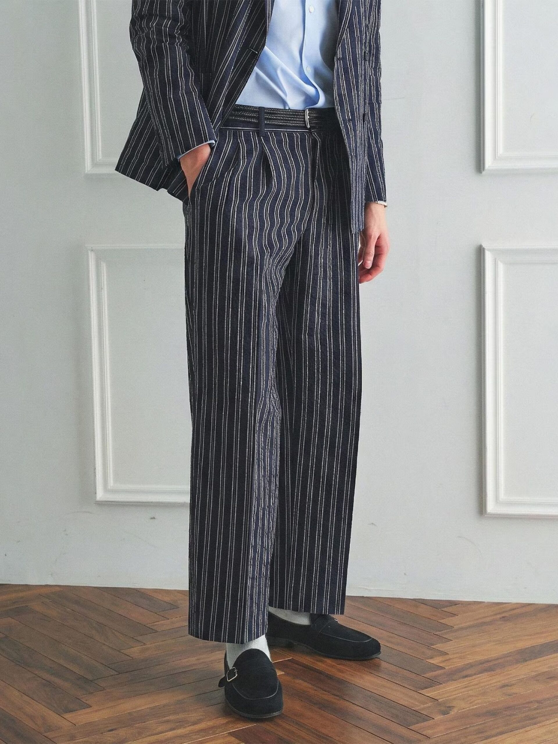 BOWLER HAT LABEL SUCKER STRIPE EASY WIDE PANTS (93175603) *ECS - Image 4
