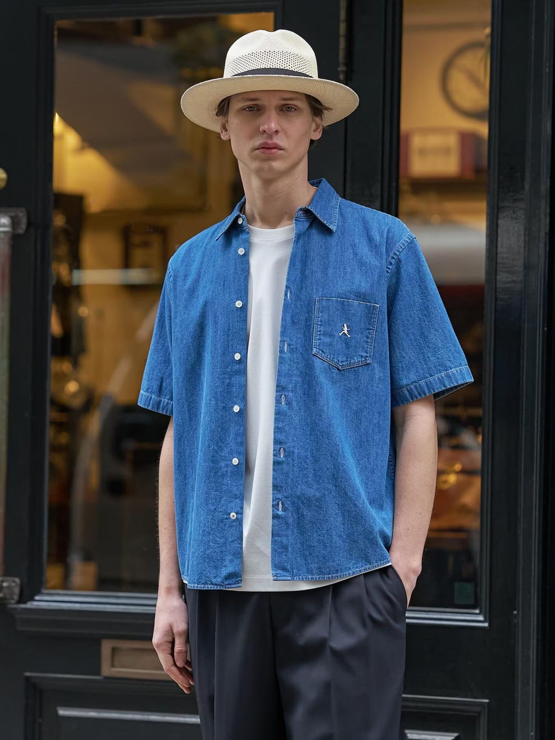 BOWLER HAT LABEL WALKER DENIM SS SHIRT (93185608) *ECS - Image 4