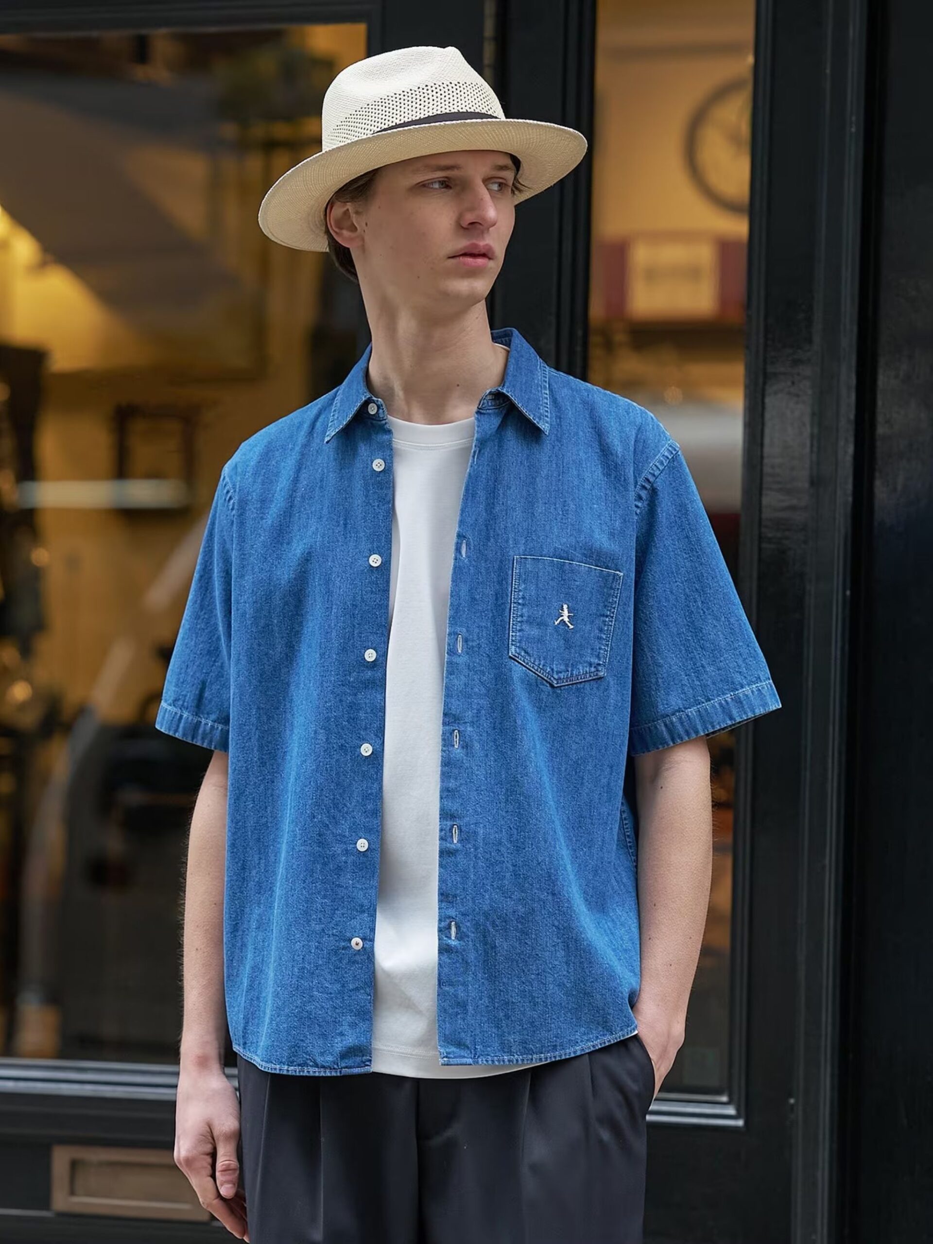 BOWLER HAT LABEL WALKER DENIM SS SHIRT (93185608) *ECS - Image 3