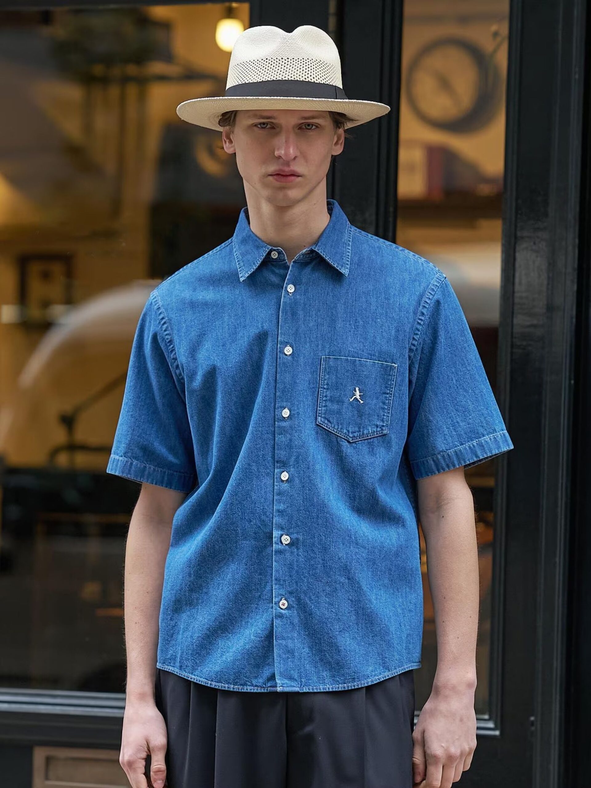 BOWLER HAT LABEL WALKER DENIM SS SHIRT (93185608) *ECS - Image 5
