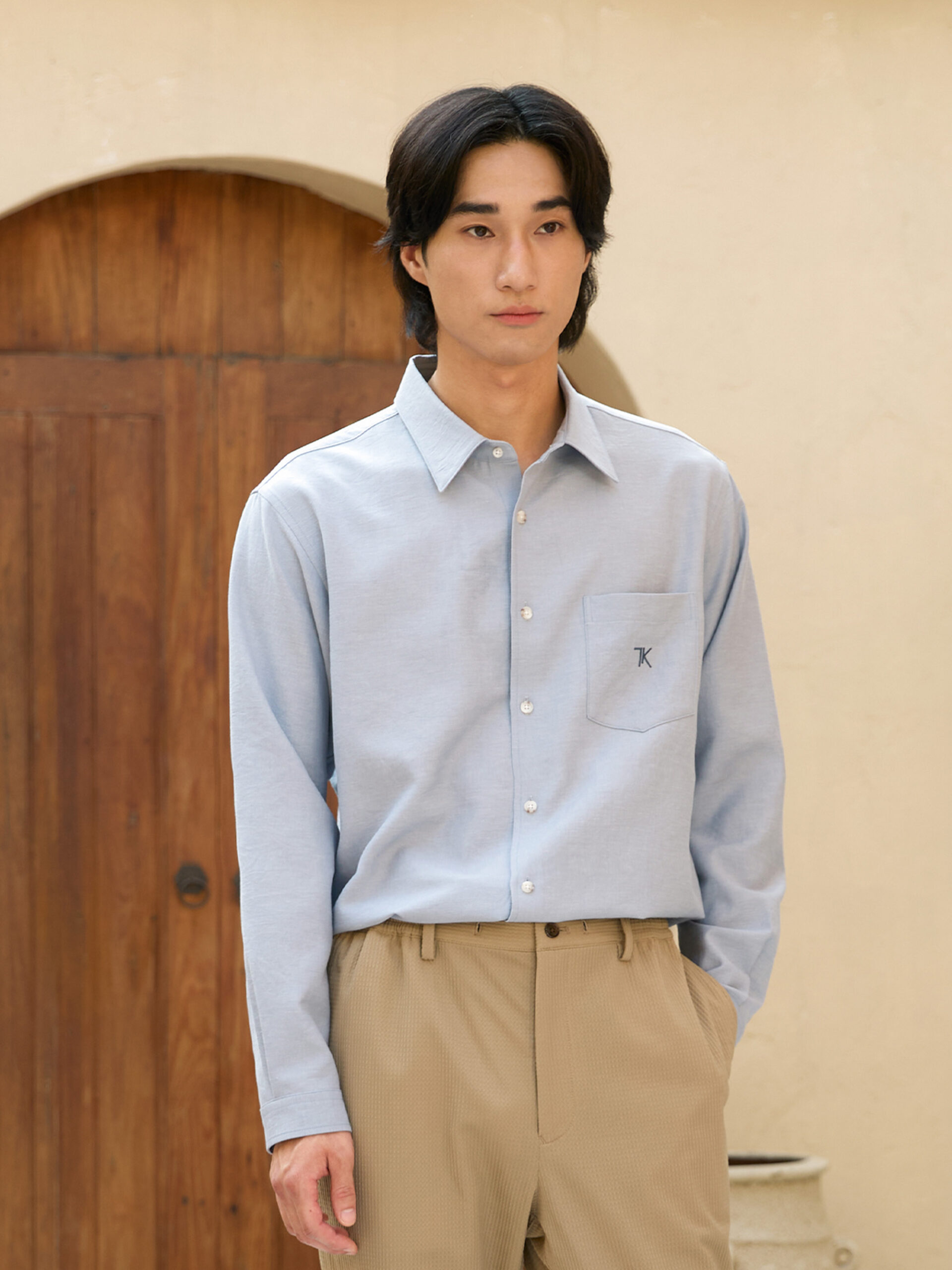 POLYESTER COTTON LINEN VINTAGE FINISH SHIRT (K8184401) - Image 3