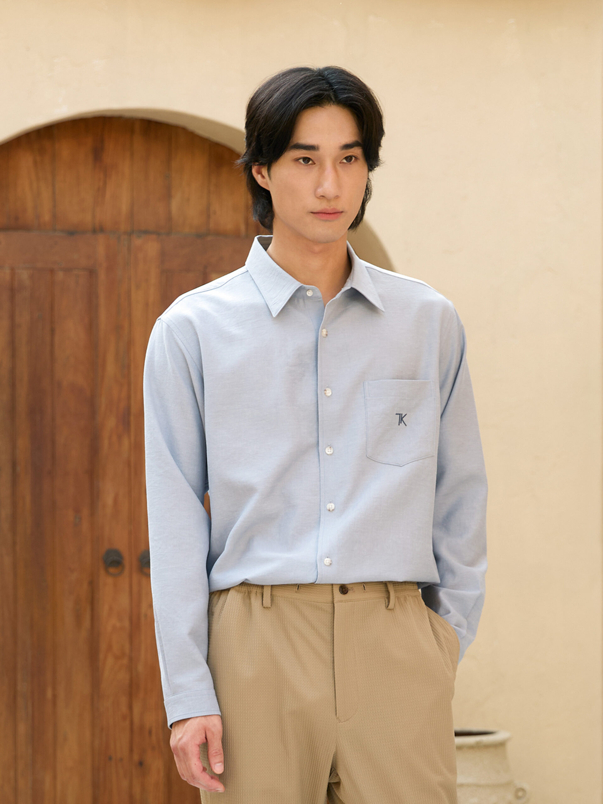 POLYESTER COTTON LINEN VINTAGE FINISH SHIRT (K8184401)