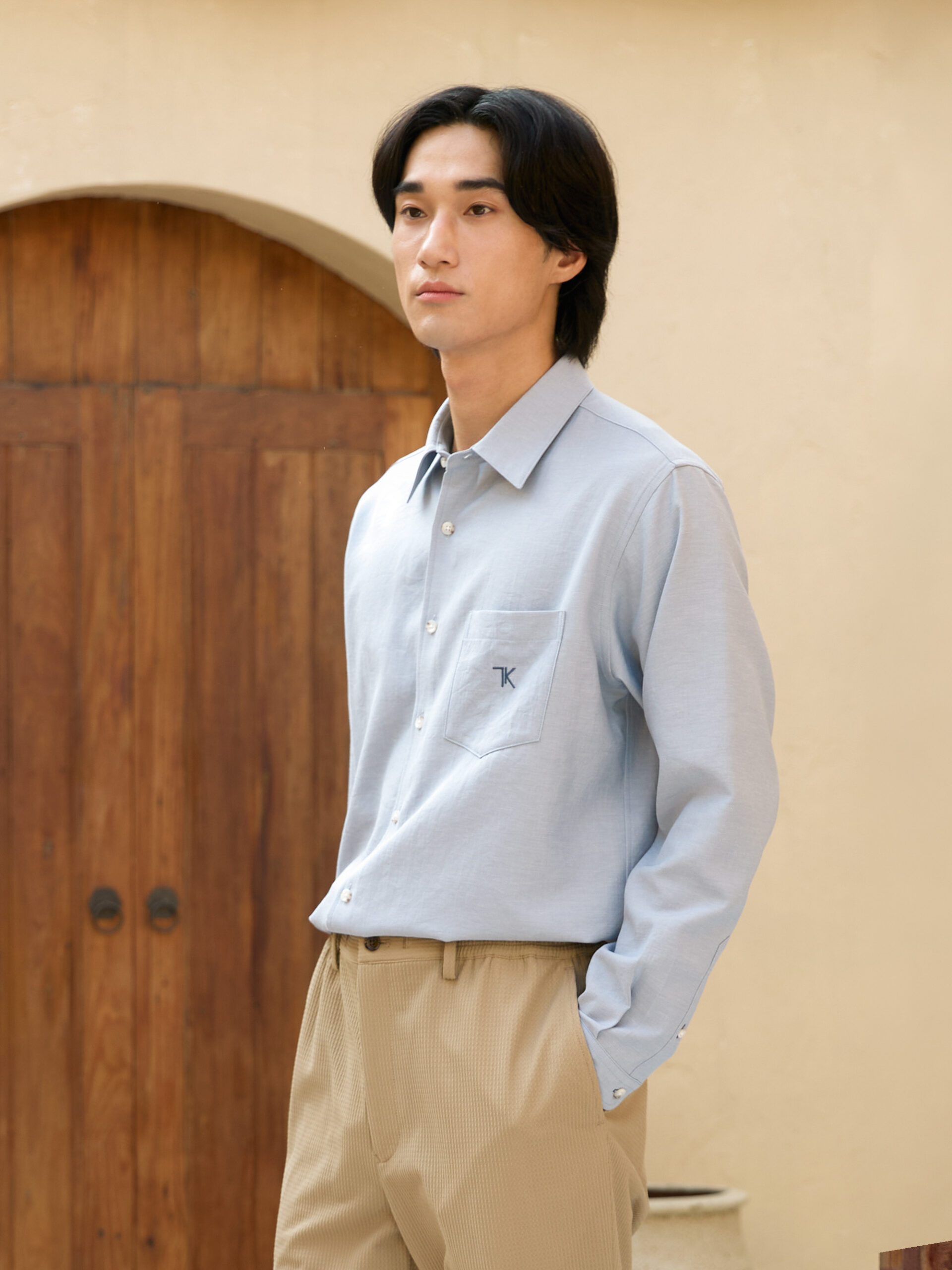 POLYESTER COTTON LINEN VINTAGE FINISH SHIRT (K8184401) - Image 4