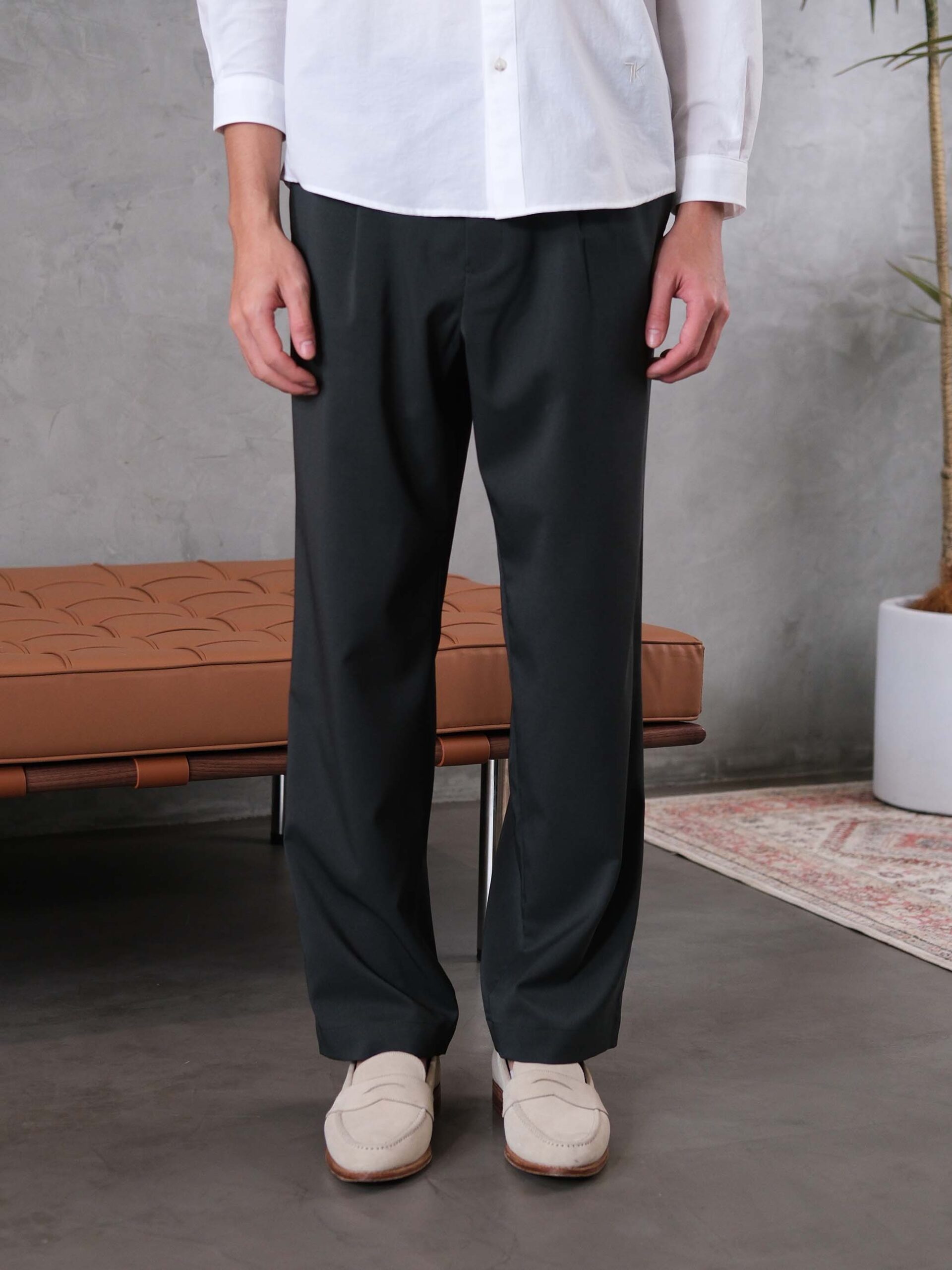 THICK&THIN YARN TWILL STRAIGHT EASY PANTS (K8174502)
