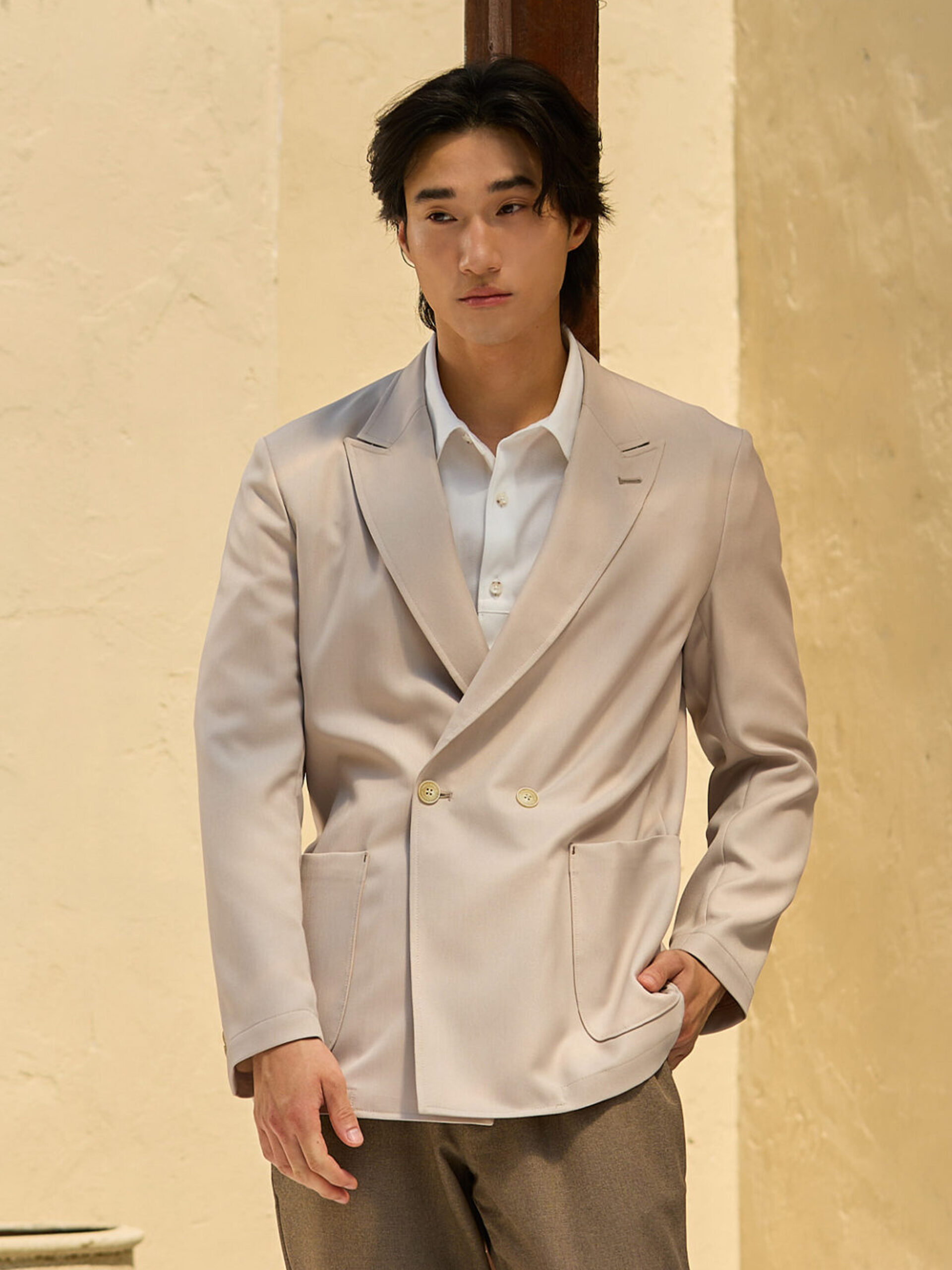 POWDER TWILL 2WAY STRETCH DOUBLE BREASTED JACKET (K8144401) - Image 4