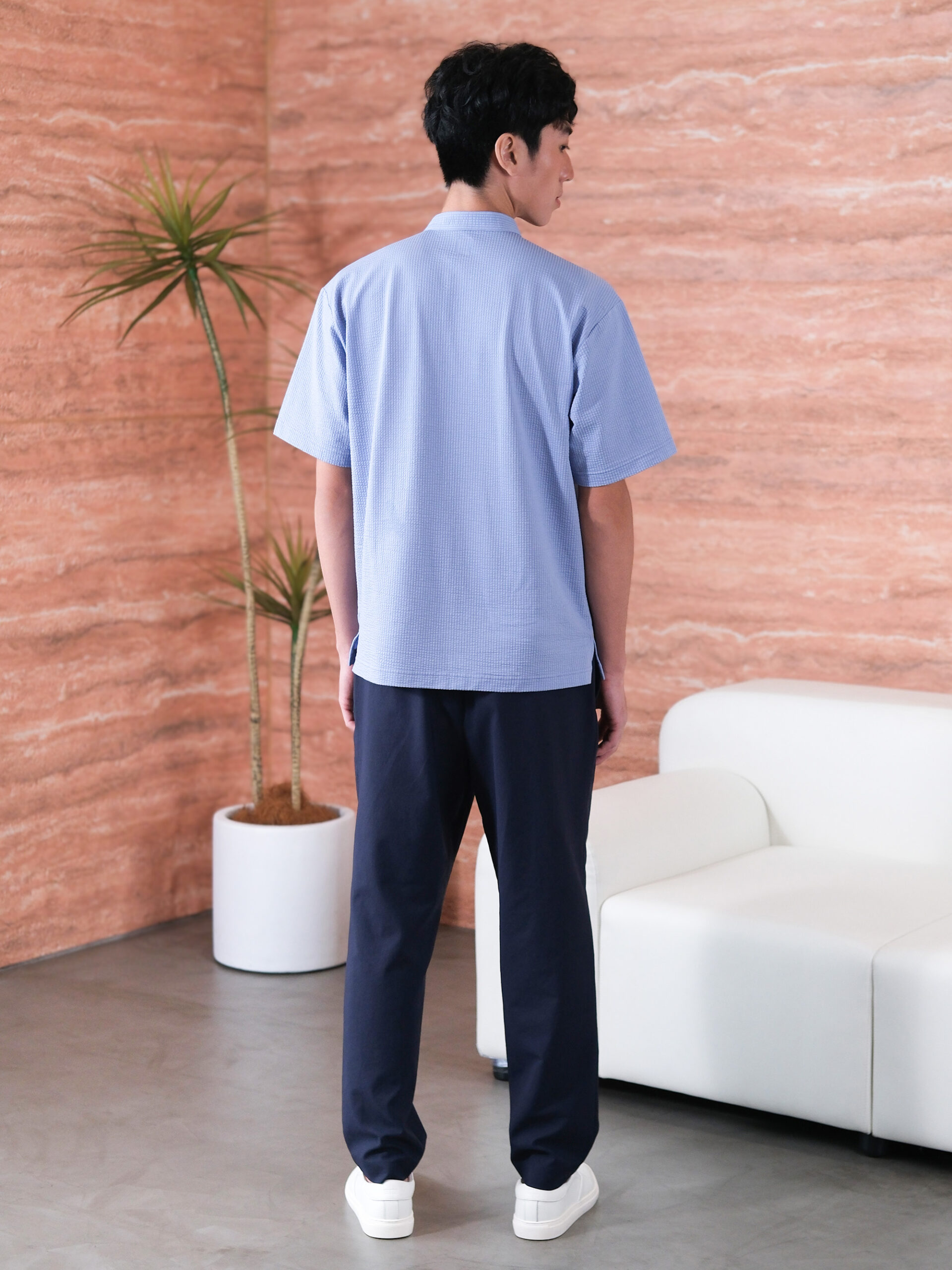 DELAVE SUCKER MANDARIN COLLAR POLO SHIRT (K8134602) - Image 3