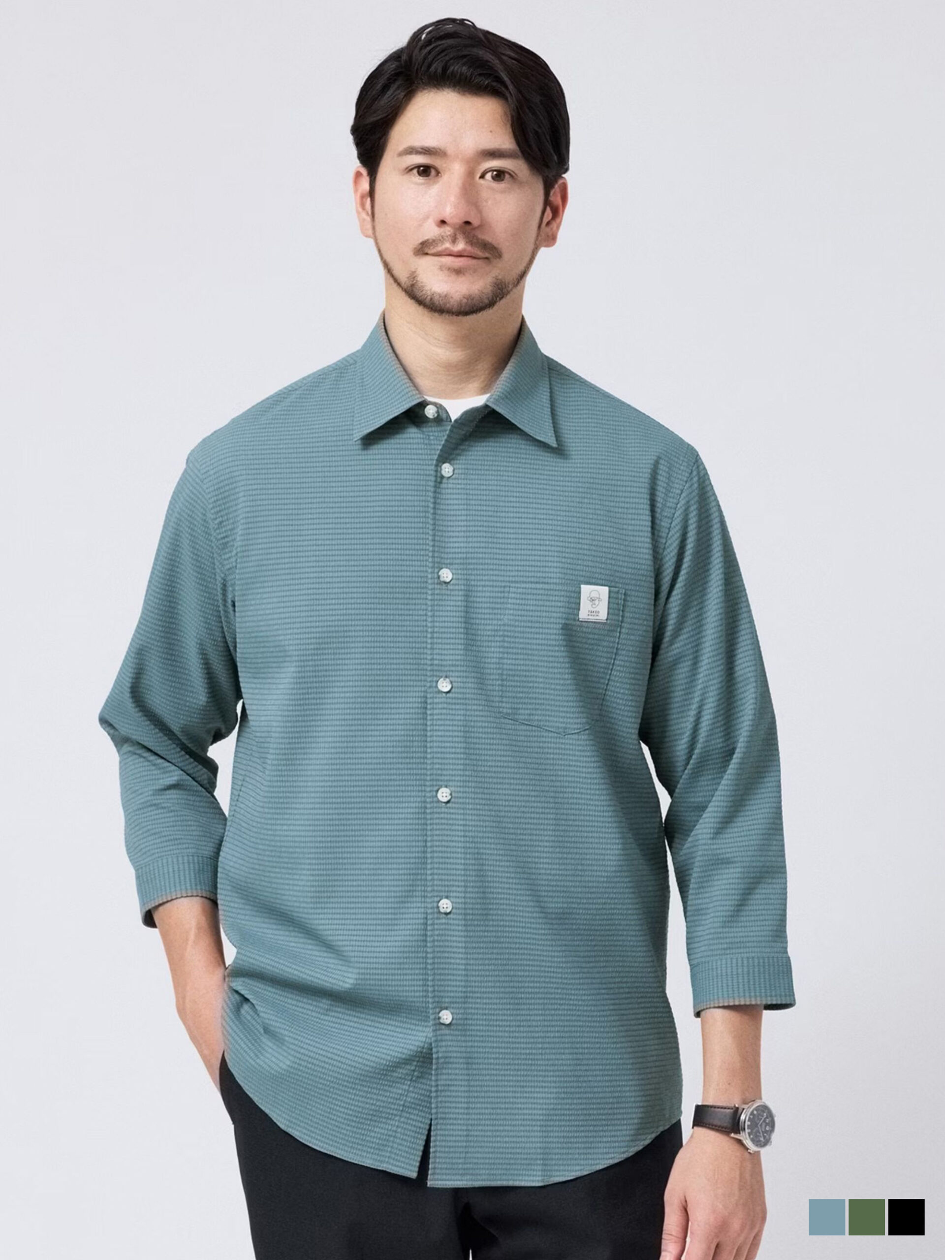 MIJ DOT AIR® SEERSUCKER 3/4 SLEEVE SHIRT (07086902) *ECS