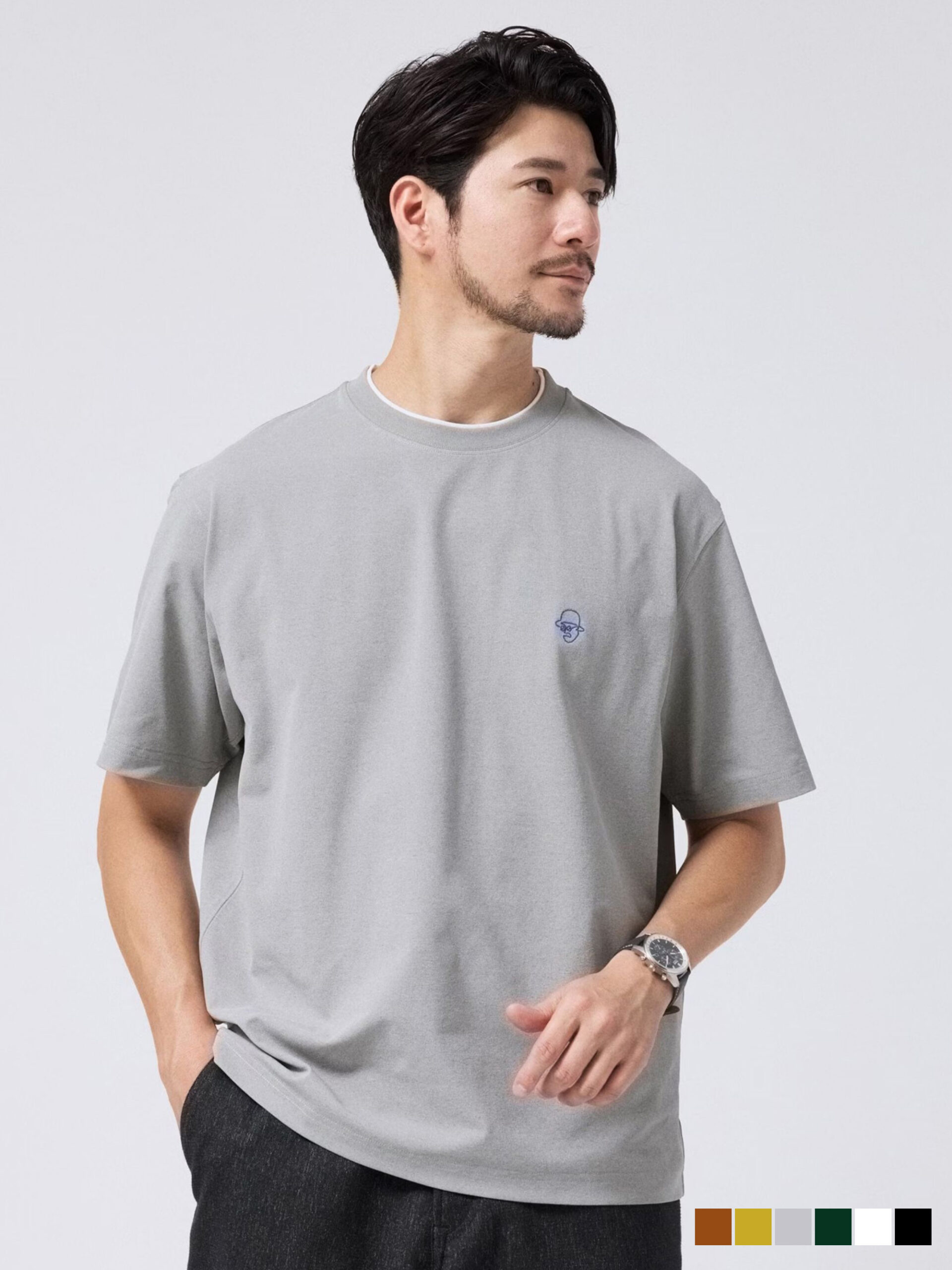SWEAT STAIN REDUCTION FAUX LAYERED EMBROIDERY T-SHIRT (07036903) *ECS