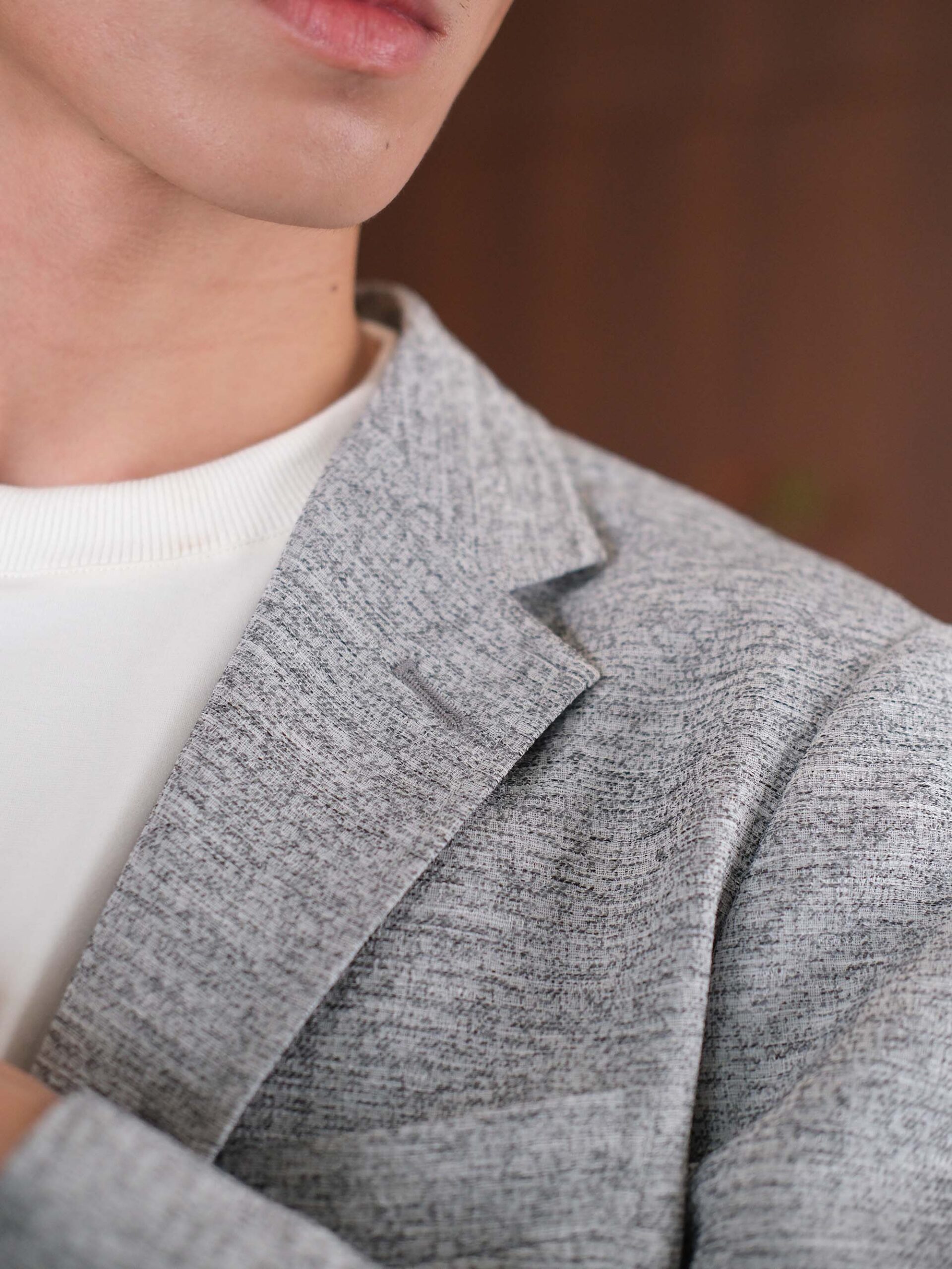 LINEN-LIKE STRETCH JACQUARD SUIT JACKET (K8144601) *ECS - Image 3