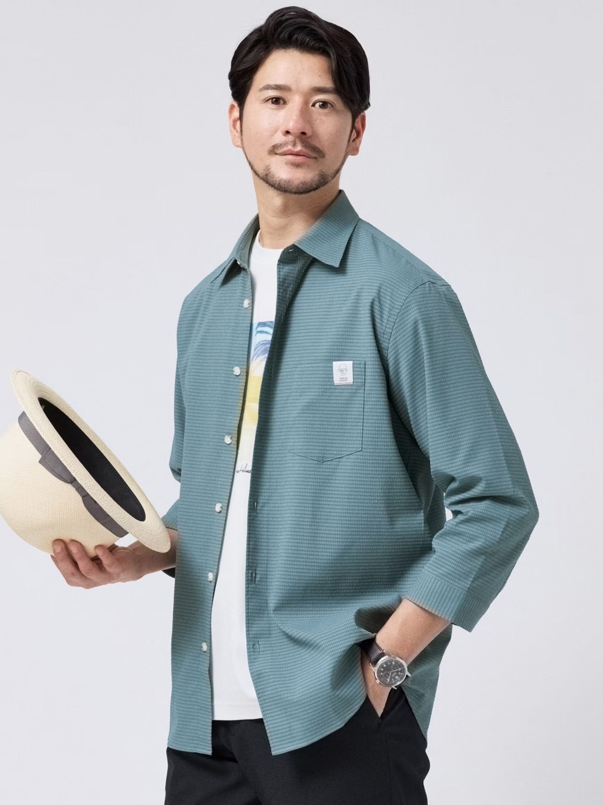 MIJ DOT AIR® SEERSUCKER 3/4 SLEEVE SHIRT (07086902) *ECS - Image 3