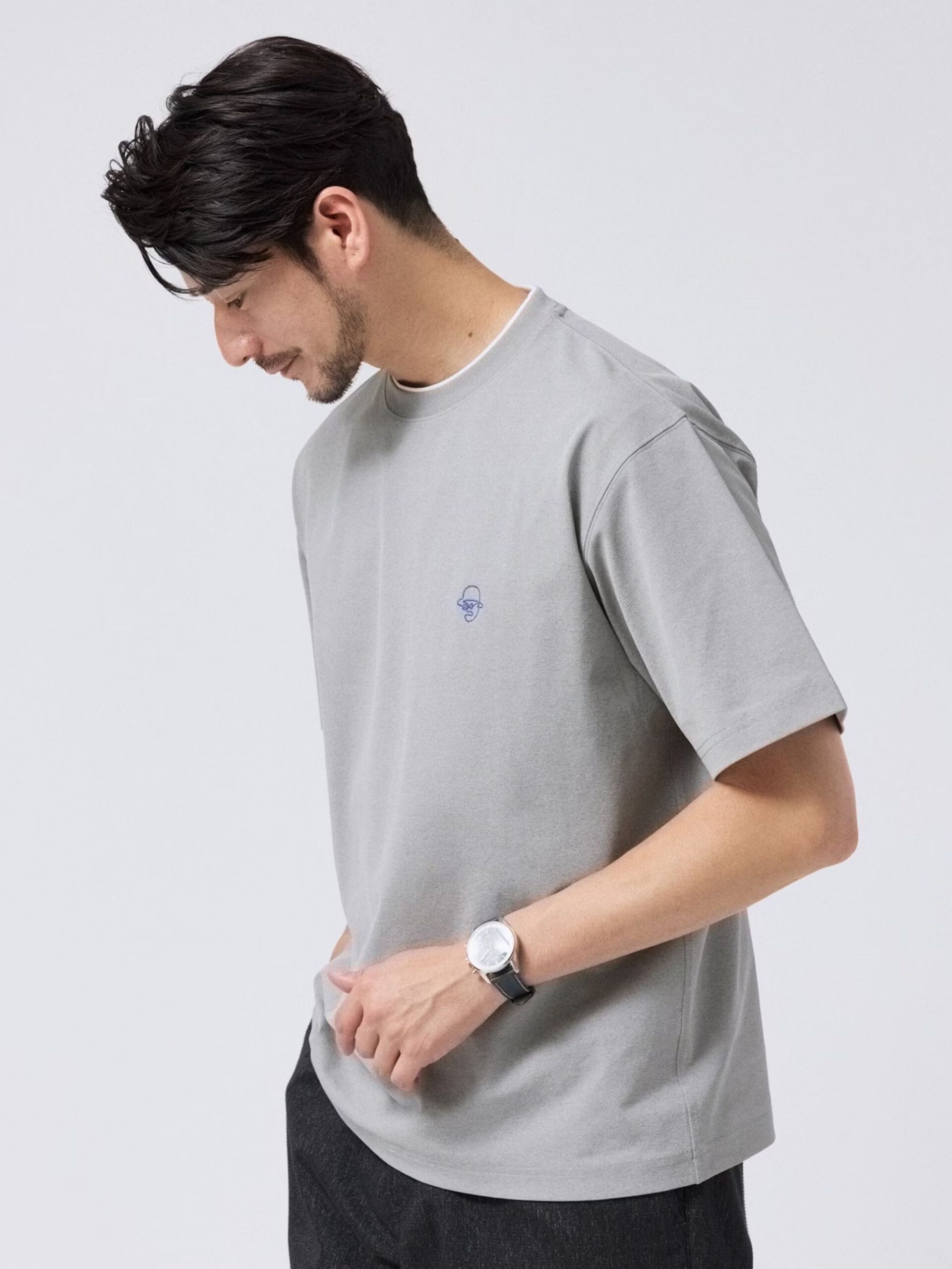 SWEAT STAIN REDUCTION FAUX LAYERED EMBROIDERY T-SHIRT (07036903) *ECS - Image 4